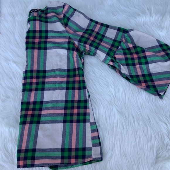J.Crew mercantile plaid top preppy cute comfy pink green - Picture 3 of 4